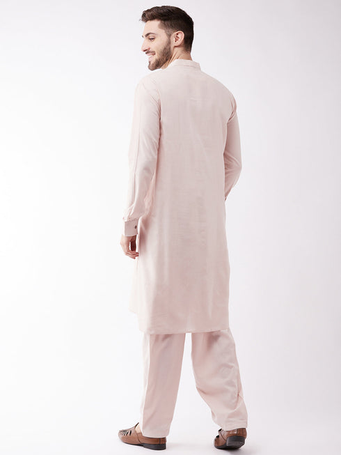 Men's Cream Cotton Blend Kurta and Pyjama Set